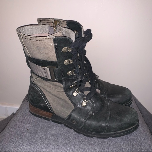 Sorel Shoes - Sorel Major Carly Lace-Up Boots Black Grey 10